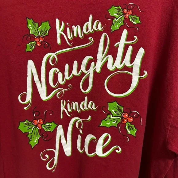 Women’s Red Country Life Kinda Naughty Kinda Nice Longsleeve Graphic Shirt sz 2X - Picture 5 of 7